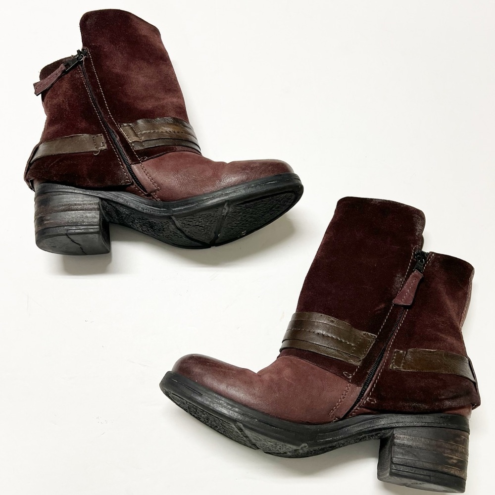 Miz Mooz NY Womens Merlot Leather Buckle Detail Sargent Moto Boot Size 38 - Picture 3 of 12